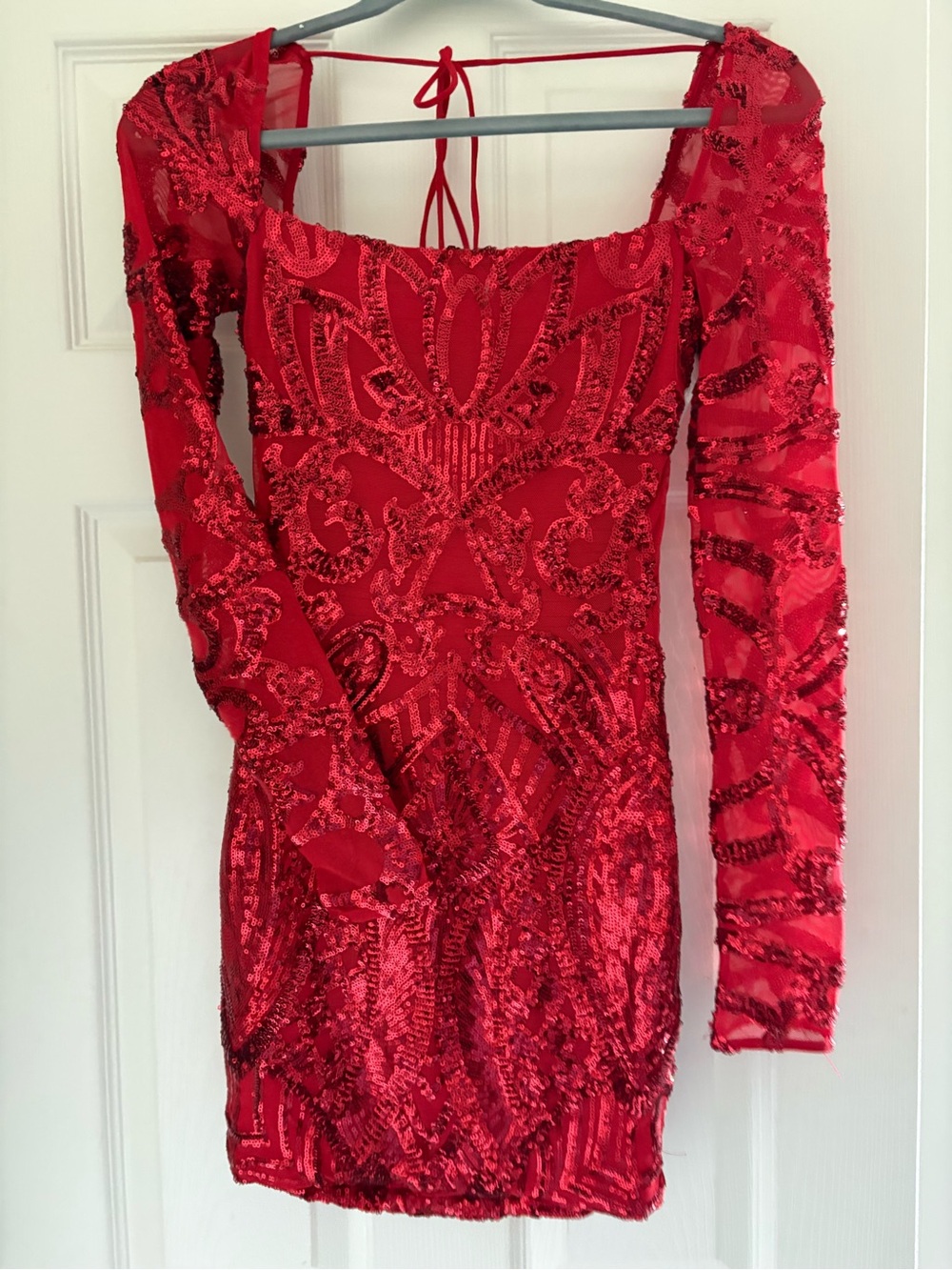 Red sequin dress